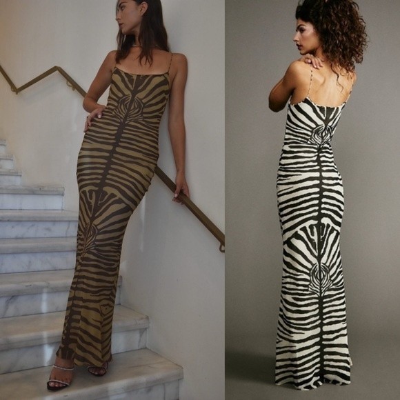 Ronny Kobo Scarlett Silk Slip Maxi Dress Zebra Print SOLD - Picture 13 of 13